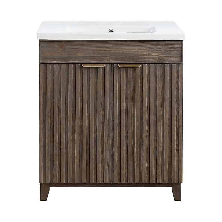 Gess Brown Oak 30" Single Vanity with White Ceramic Basin Top