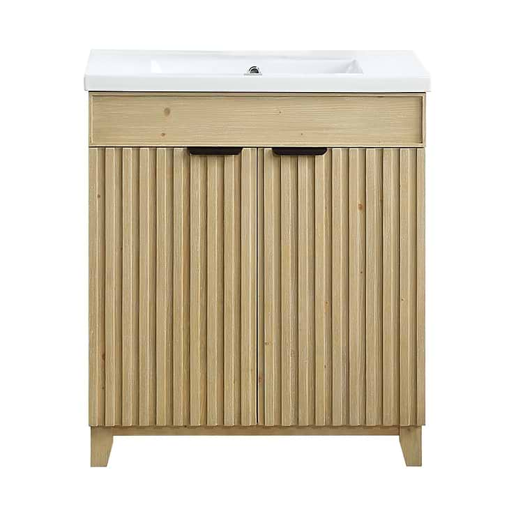 Gess Natural Oak 30" Single Vanity with White Ceramic Basin Top