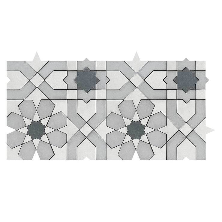 Cantico Fes Cloud Gray Mixed Finish Lava Stone and Cement Mosaic Tile