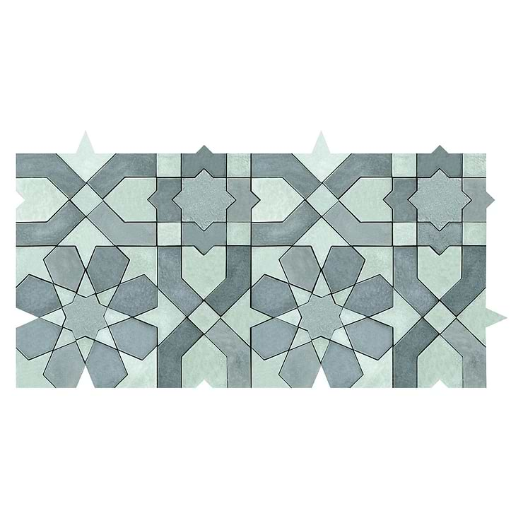 Cantico Fes Ocean Blue Mixed Finish Lava Stone and Cement Mosaic Tile