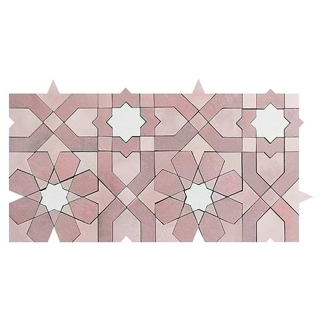 Cantico Fes Terracotta Rosa Mixed Polished Lava Stone and Cement Mosaic Tile