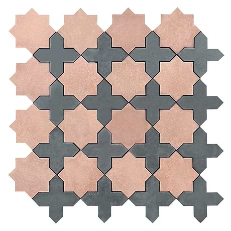 Cantico Mara Terracotta Matte Lava Stone and Cement Mosaic Tile