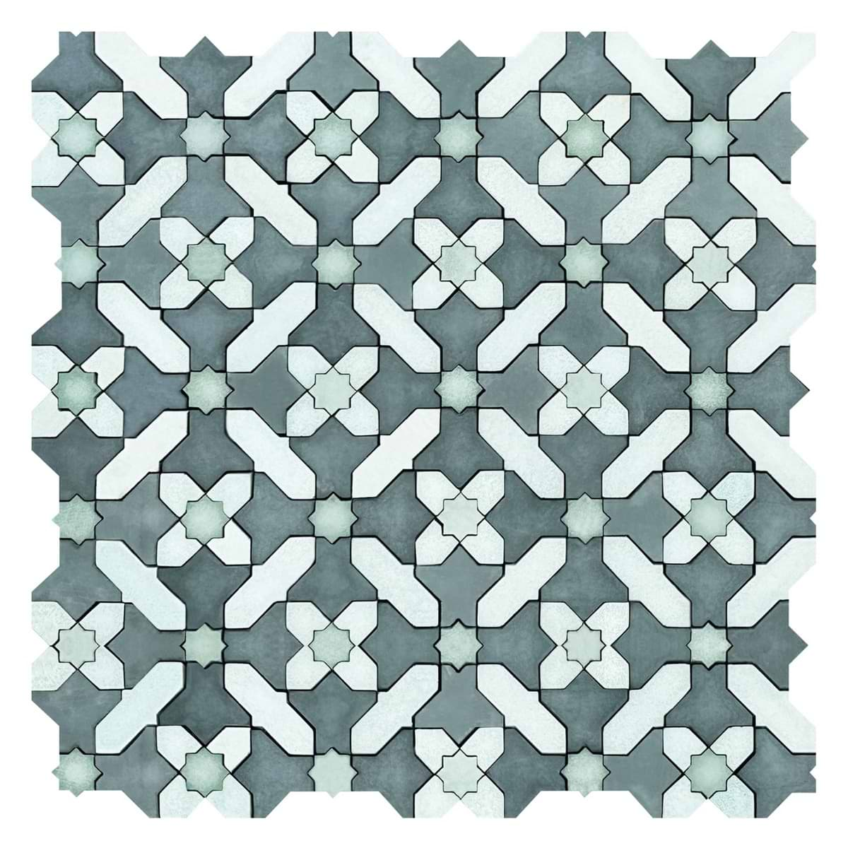 Cantico Safi Ocean Blue Mixed Finish Lava Stone and Cement Mosaic Tile