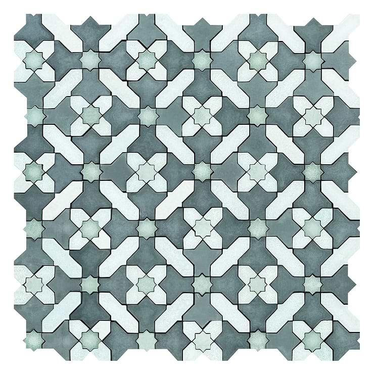 Cantico Safi Ocean Blue Mixed Finish Lava Stone and Cement Mosaic Tile