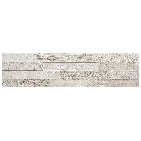 Lodge Stone 3D White 6x24 Textured Porcelain Wall Tile