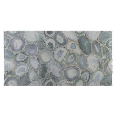 Agate Glass Silver Gray 18x36 Glossy Tile