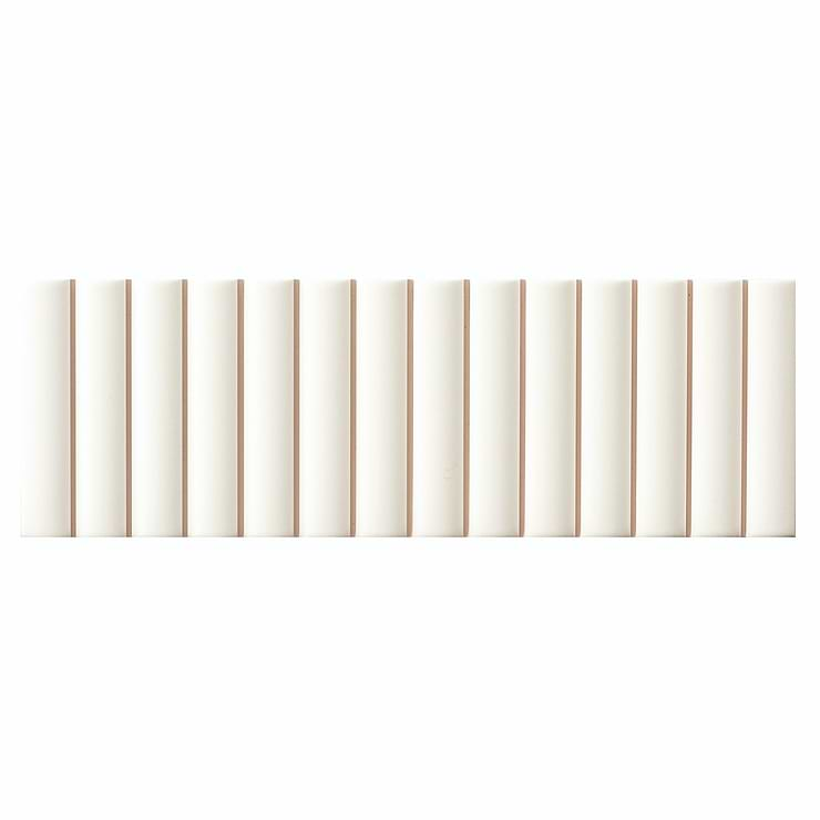 Roller Ribbed White 4x12 3D Matte Ceramic Tile