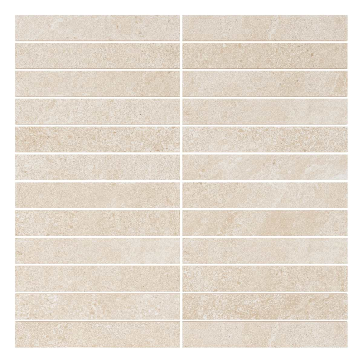 Era Crema Beige 1x6 Stacked Limestone Look Matte Porcelain Mosaic Tile