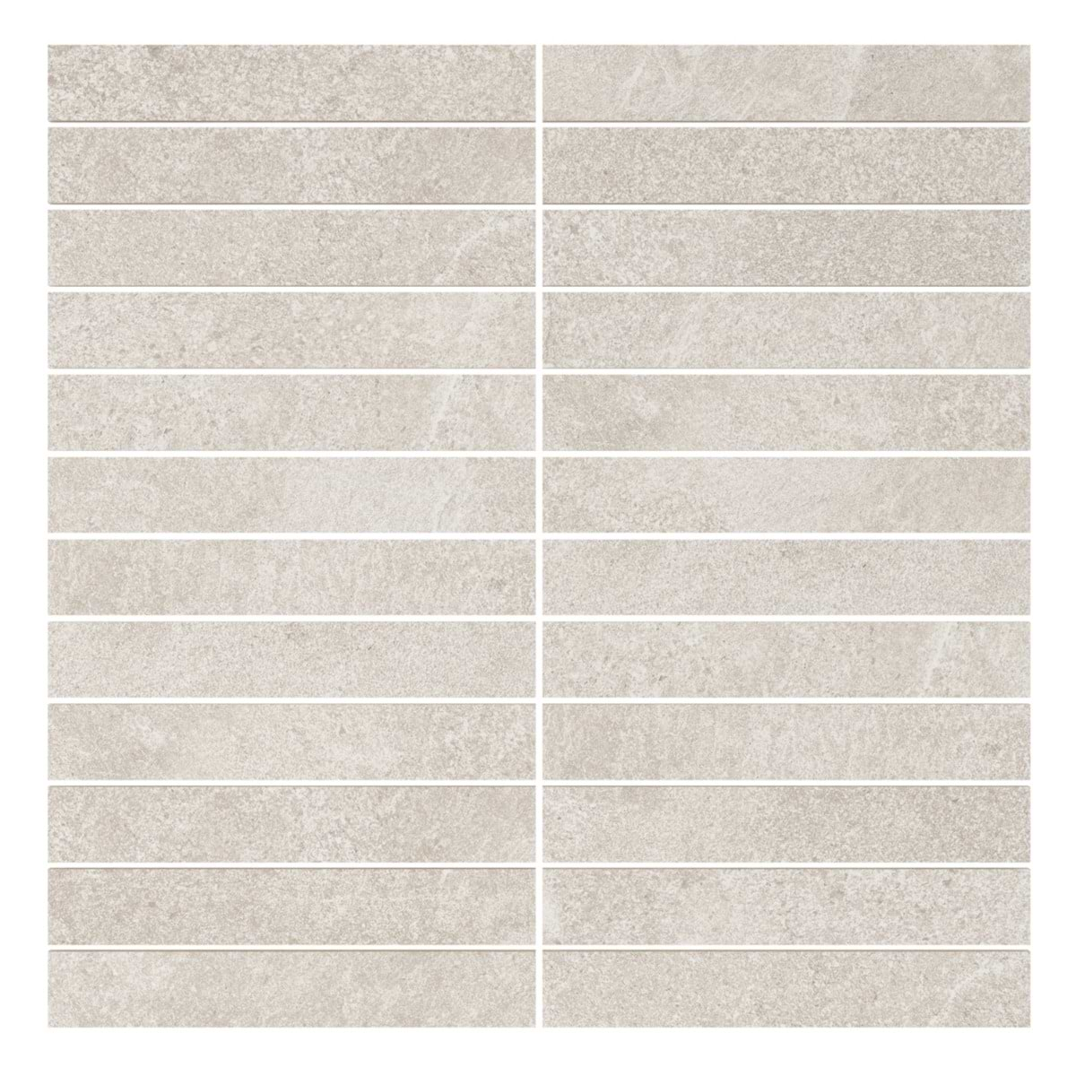 Era Linen White 1x6 Stacked Limestone Look Matte Porcelain Mosaic Tile