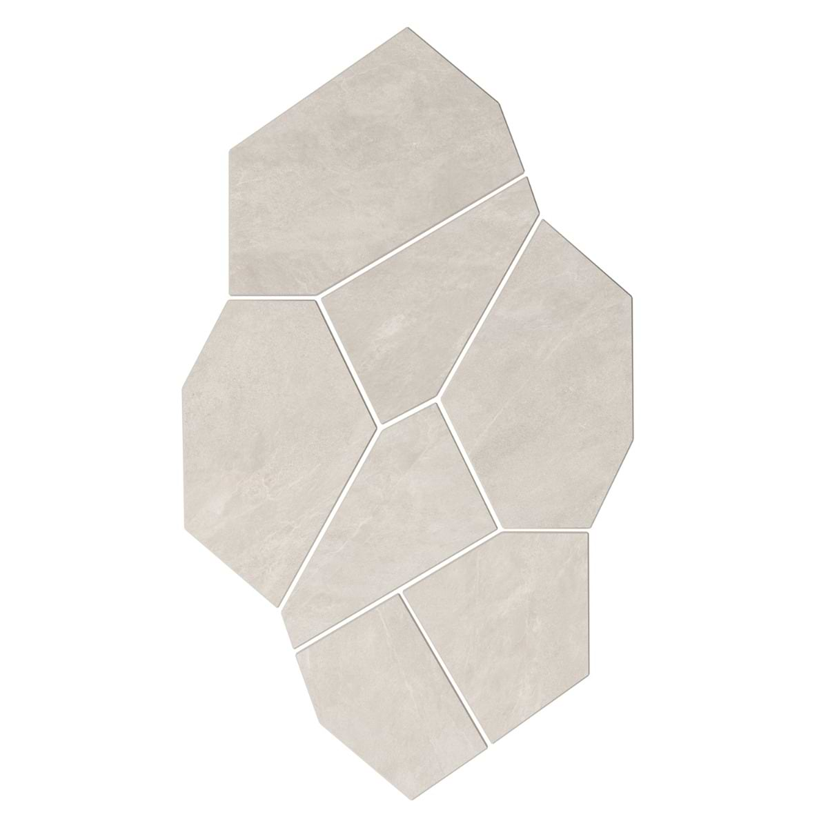 Era Linen White Organic Pattern Limestone Look Matte Porcelain Mosaic Tile