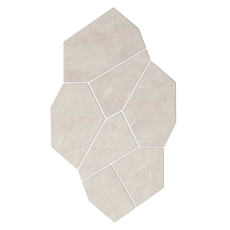 Era Linen White Organic Pattern Limestone Look Matte Porcelain Mosaic Tile