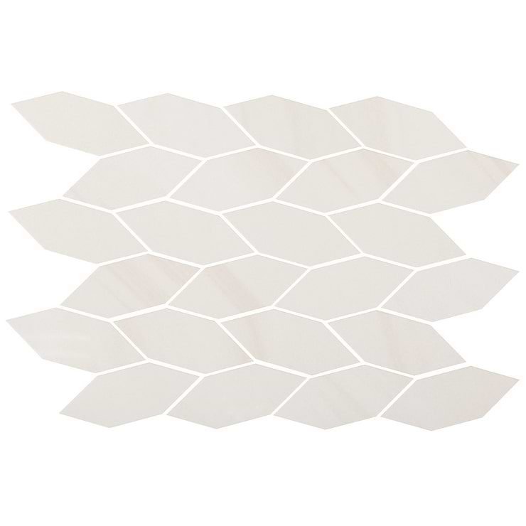 Minera Dolomite Warm White 2x5 Foliage Marble Look Polished Porcelain Mosaic Tile