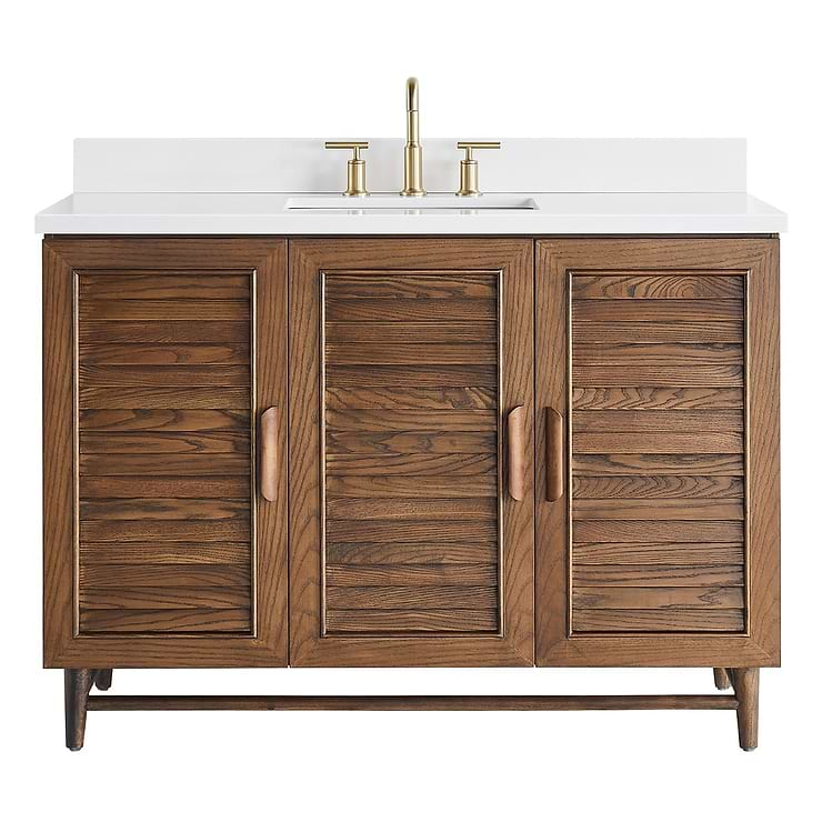 Lowell Dark Walnut 48" Single Vanity with Pure White Quartz Top