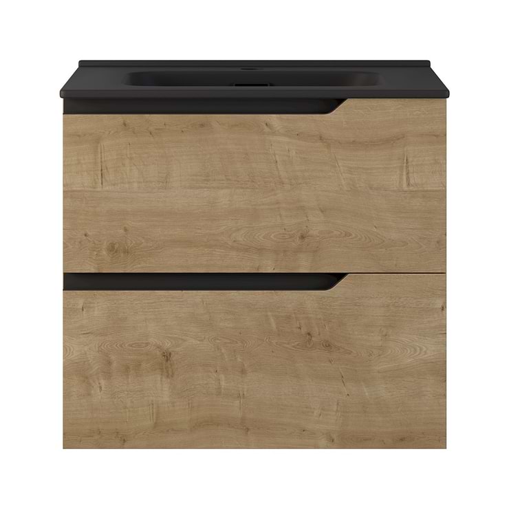 Duo Blonde Wood 24" Single Vanity with Integrated Black Ceramic Top