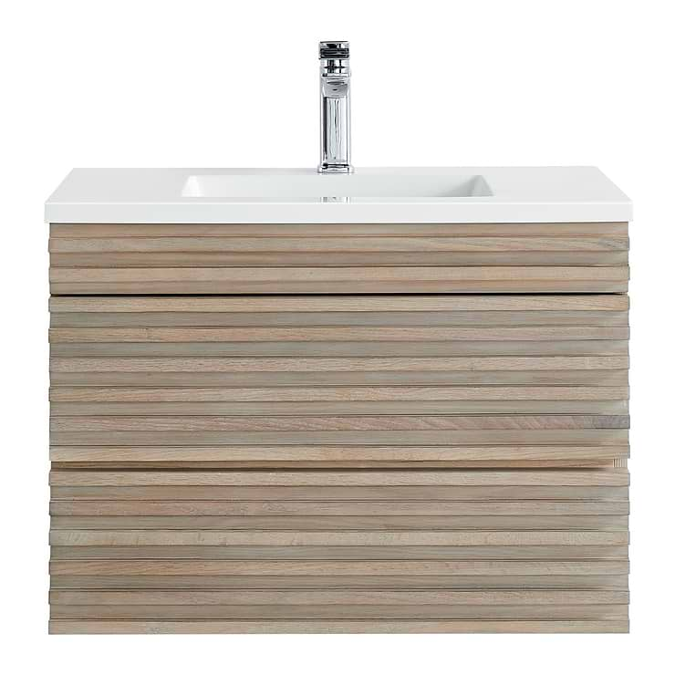 Gibson Light Wood 30" Single Vanity with Integrated White Acrylic Top