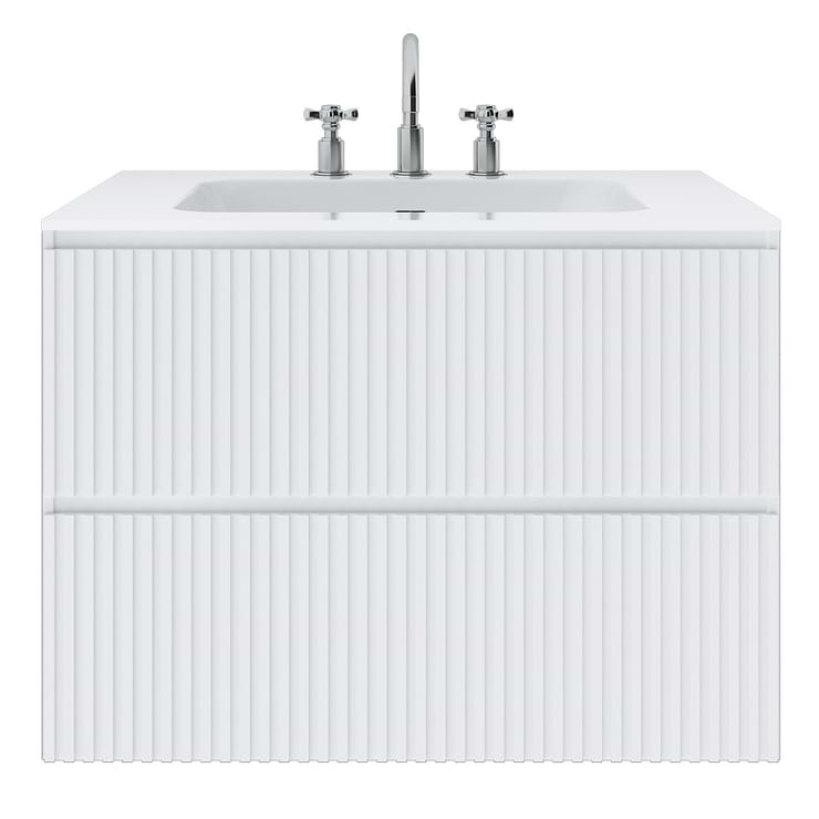 Linear White 30" Single Vanity with Integrated White Solid Surface Top