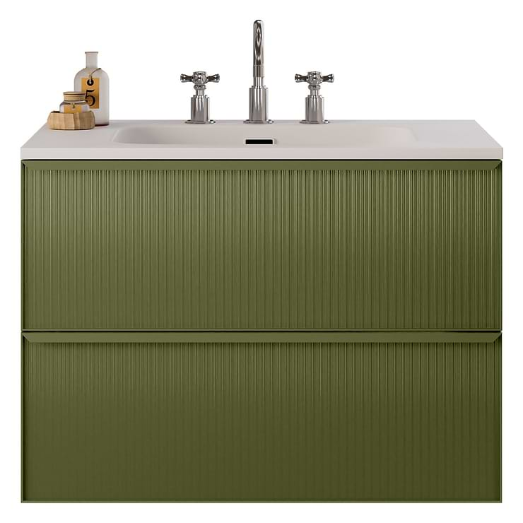 Astor Olive 30" Single Vanity with Integrated White Solid SurfaceTop