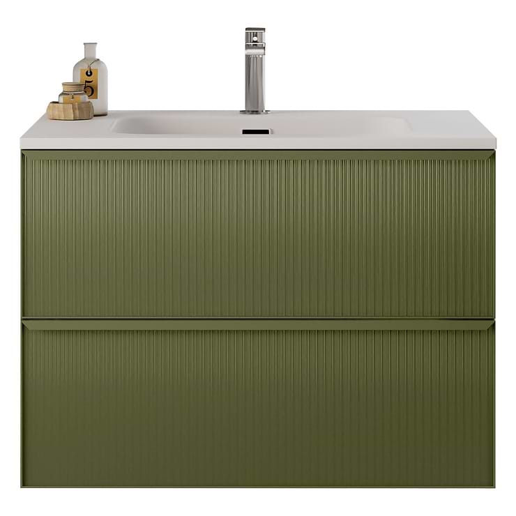 Astor Olive 30" Single Vanity with Integrated White Solid SurfaceTop