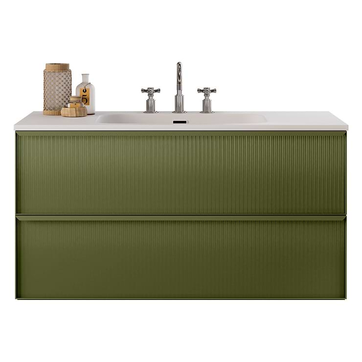 Astor Olive 42" Single Vanity with Integrated White Solid SurfaceTop