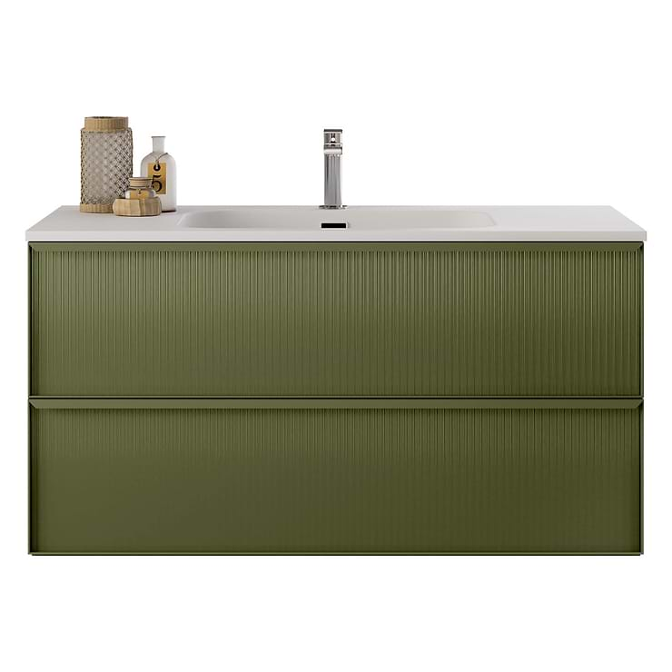 Astor Olive 42" Single Vanity with Integrated White Solid SurfaceTop