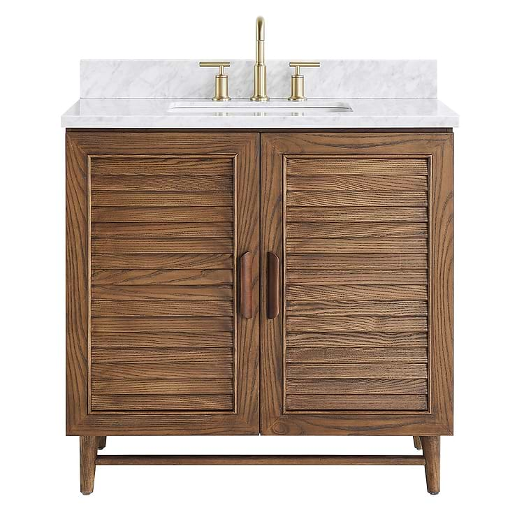 Lowell Dark Walnut 36" Single Vanity with Carrara Marble Top