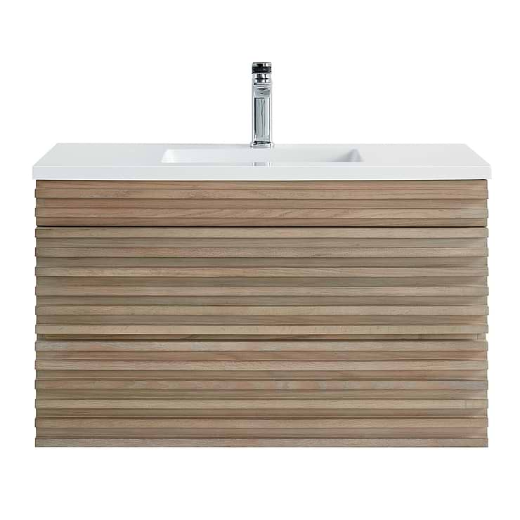 Gibson Light Wood 36" Single Vanity with Integrated White Acrylic Top