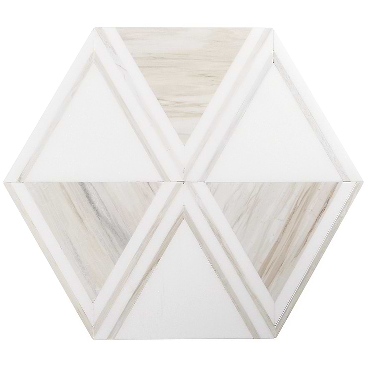 GeoMarble Altair Thassos Sabbia Polished Marble Mosaic Tile