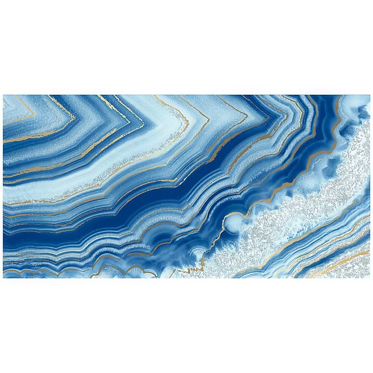 Agate Art Azul Blue 24x48 Artisan Decor Polished Porcelain Tile