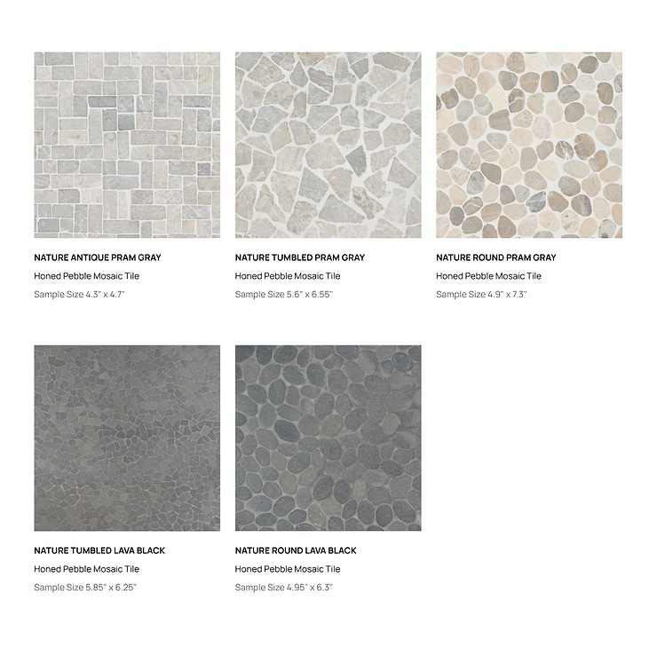 Top Selling Gray Pebblestone Mosaic Tiles Sample Bundle (5)