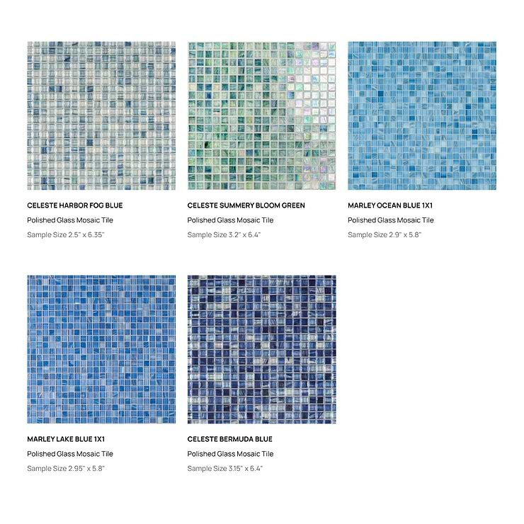 Top Selling Pool Glass Tiles Sample Bundle (5)