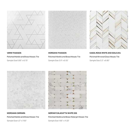 Sample Bundle 5 Best Selling White & Brass Mixed Material Tiles