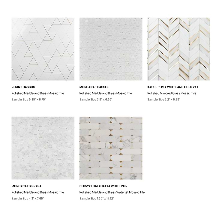 Top Selling White & Brass Mixed Material Tiles Sample Bundle (5)