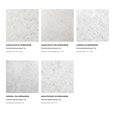 Sample Bundle 5 Best Selling White Marble Herringbone Tiles