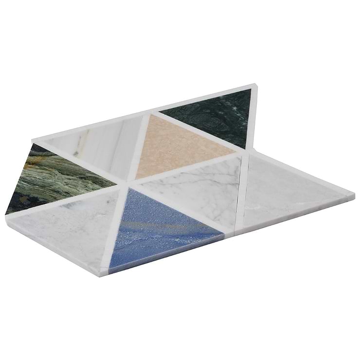 Valerie Multicolor 6" Triangle Polished Marble Mosaic Tile