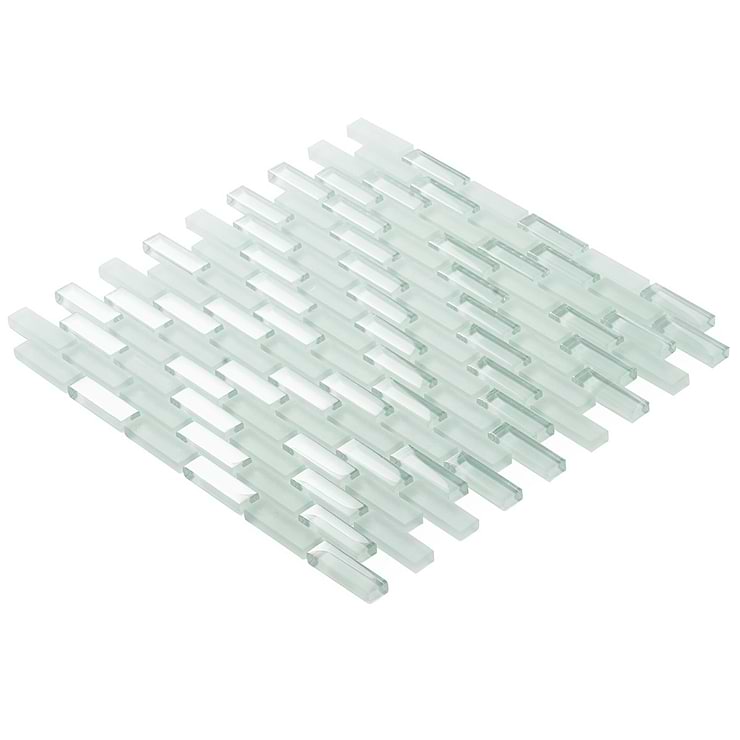 Loft Seafoam Green 1/2x2 Frosted Glass Brick Mosaic Tile
