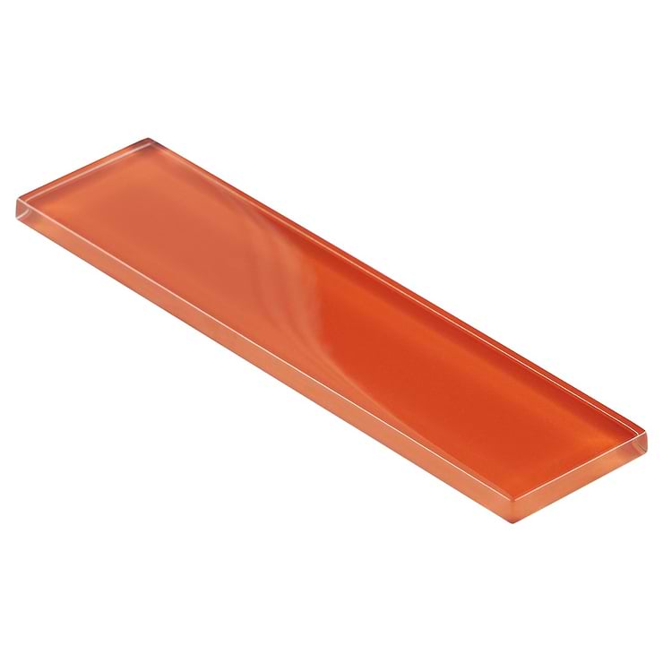 Loft Flame Orange 2x8 Polished Glass Subway Tile