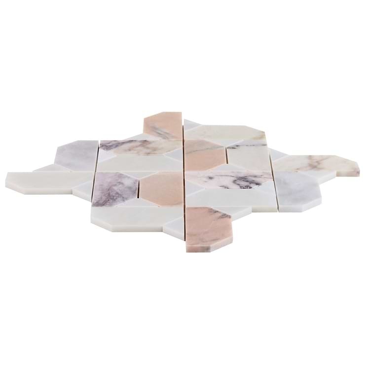 Isobel Grace Peach Polished Marble Luxury Mosaic Tile