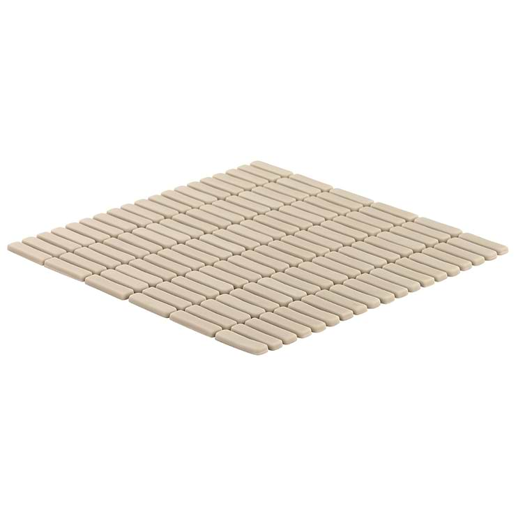 Venini Beige 1/2" x 2" Mini Brick Frosted Glass Mosaic Tile