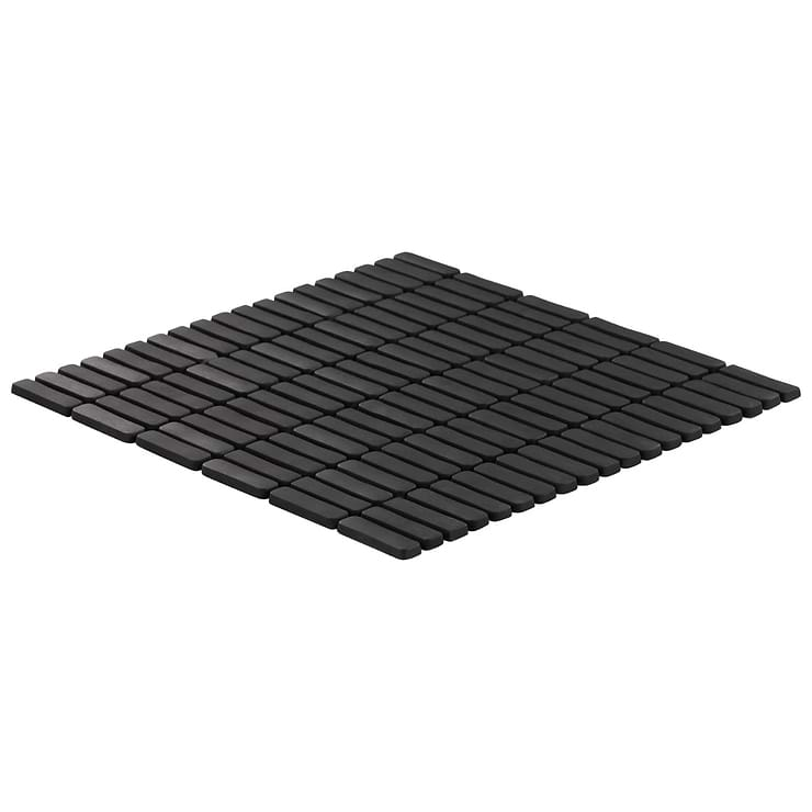 Venini Black 1/2" x 2" Mini Brick Frosted Glass Mosaic Tile