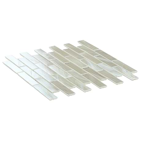 Artwater Iridescent Pearl White 1x4 Polished Glass Mosaic Tile