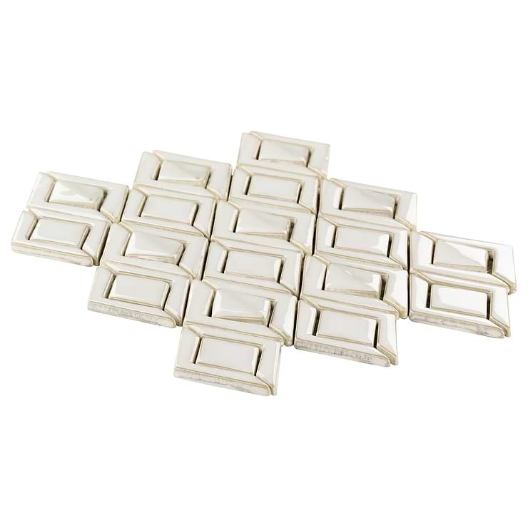 Nabi Jewel Natural White 3D Glossy Glass Mosaic Tile