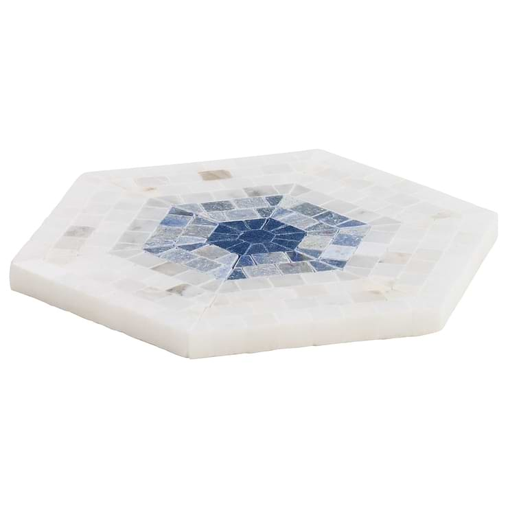 Ako Azul Blue 6" Hexagon Marble Micro Mosaic Tile