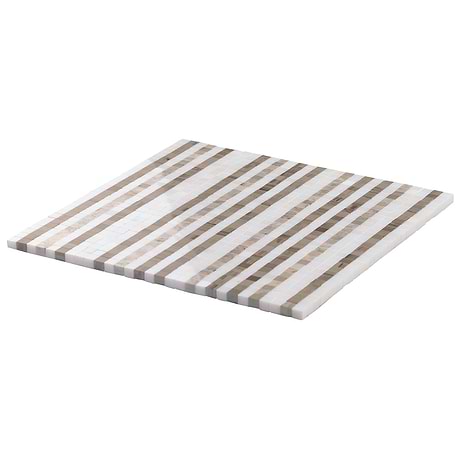 Microsaic Lines Storm Beige Polished Marble Mosaic