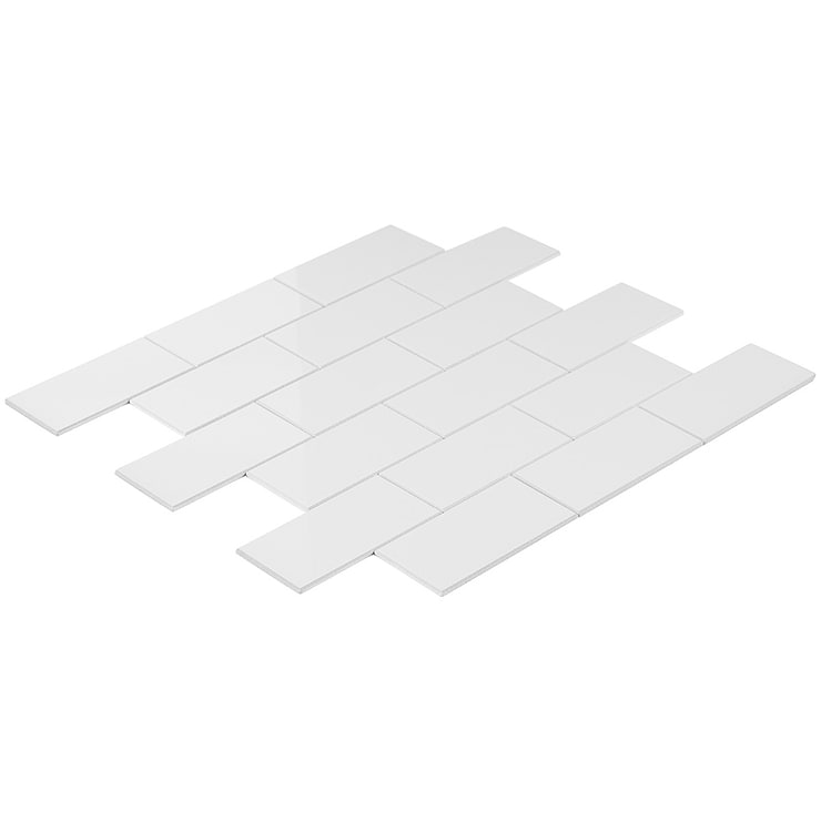Pure White LPS 2x4 Brick Solid Core Peel & Stick Self Adhesive Polished Tile