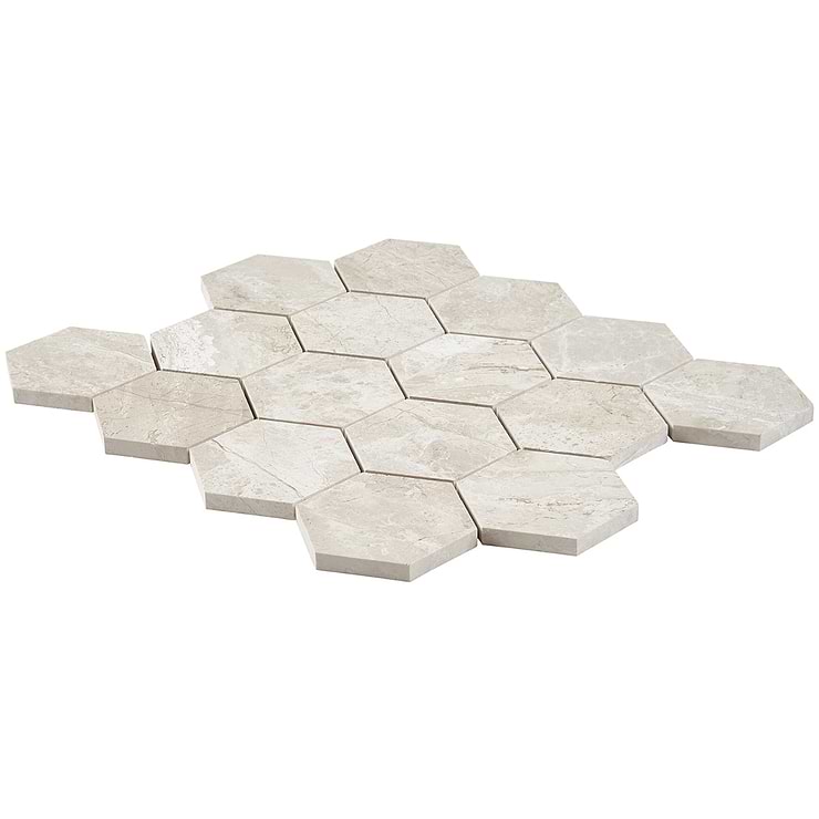 Cream Misto 3" Honed Marble Hexagon Mosaic