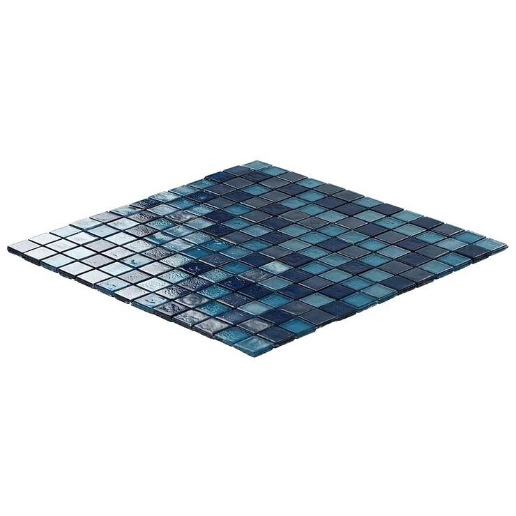 Ohana Small Squares Sapphire Blue 1x1 Glass Mosaic Tile