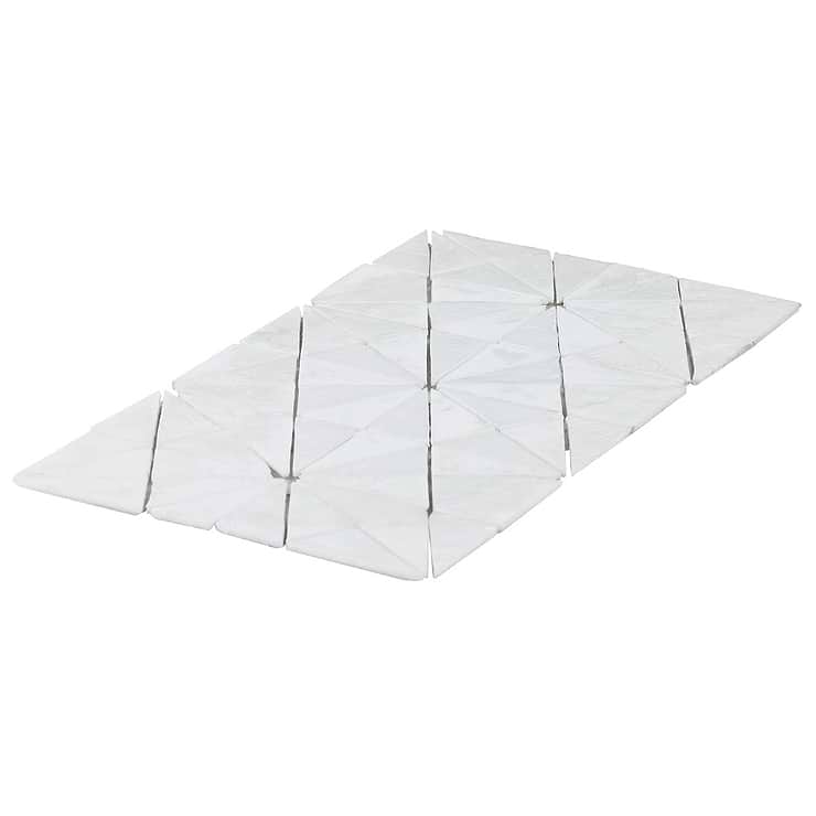 Ohana Kaleidoscope White Triangle Glass Mosaic Tile