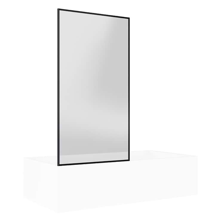 Finestra 34x62" Reversible Fixed Bathtub Door with Clear Glass in Matte Black