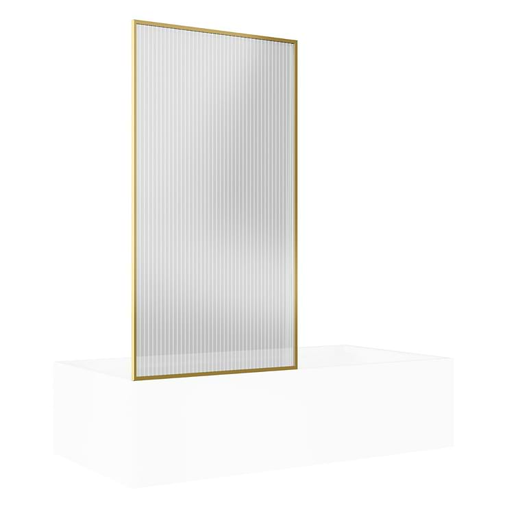 Finestra 34x62" Reversible Fixed Bathtub Door with Fluted Glass in Brushed Gold