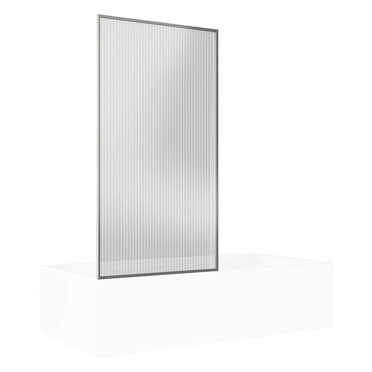 Finestra 34x62" Reversible Fixed Bathtub Door with Fluted Glass in Stainless Steel